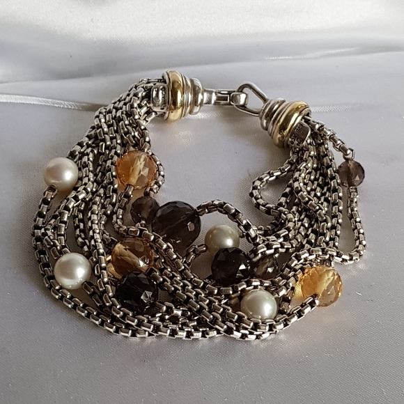 David Yurman Eight Row Chain Multi Gem Bracelet - Picture 4 of 8